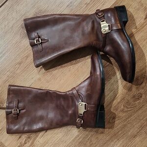 ECCO Brown Leather Boots Size 38 Womens